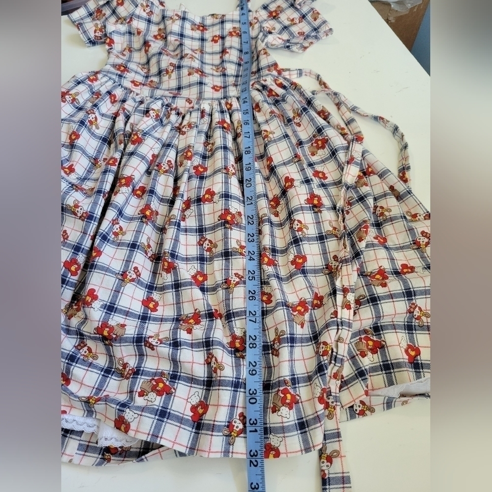 Vntg Giorgio Kids Bear Plaid Pinup Dress Size 7 - Picture 4 of 10